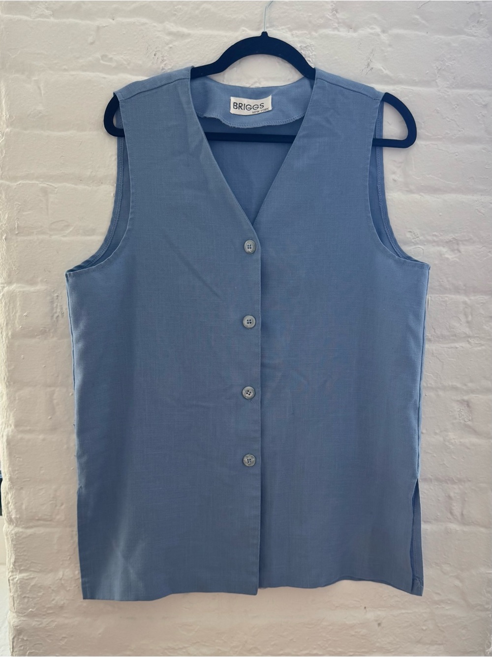 Briggs New York Powder Blue Sleeveless Button-Front Top